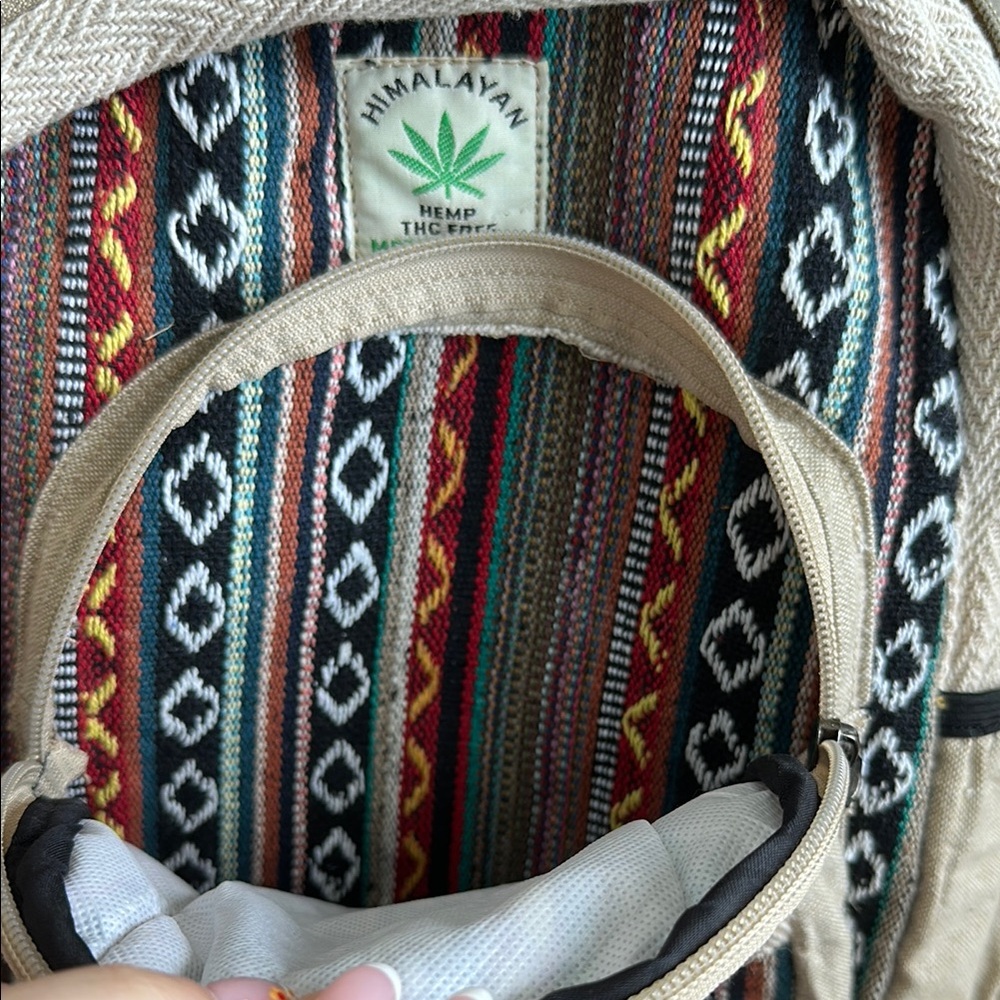 Bohemian Patterned Backpack With Beige Accents - image 5
